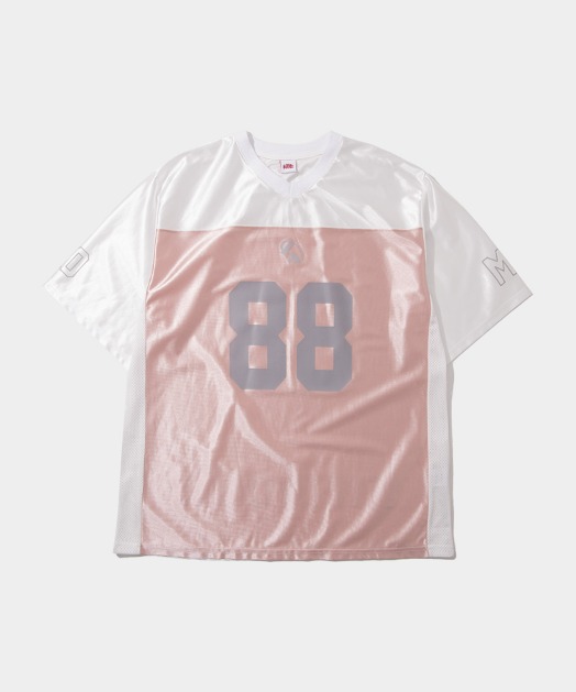 88그래픽 글로시 브이넥 오버핏 스포츠 유니폼[핑크]